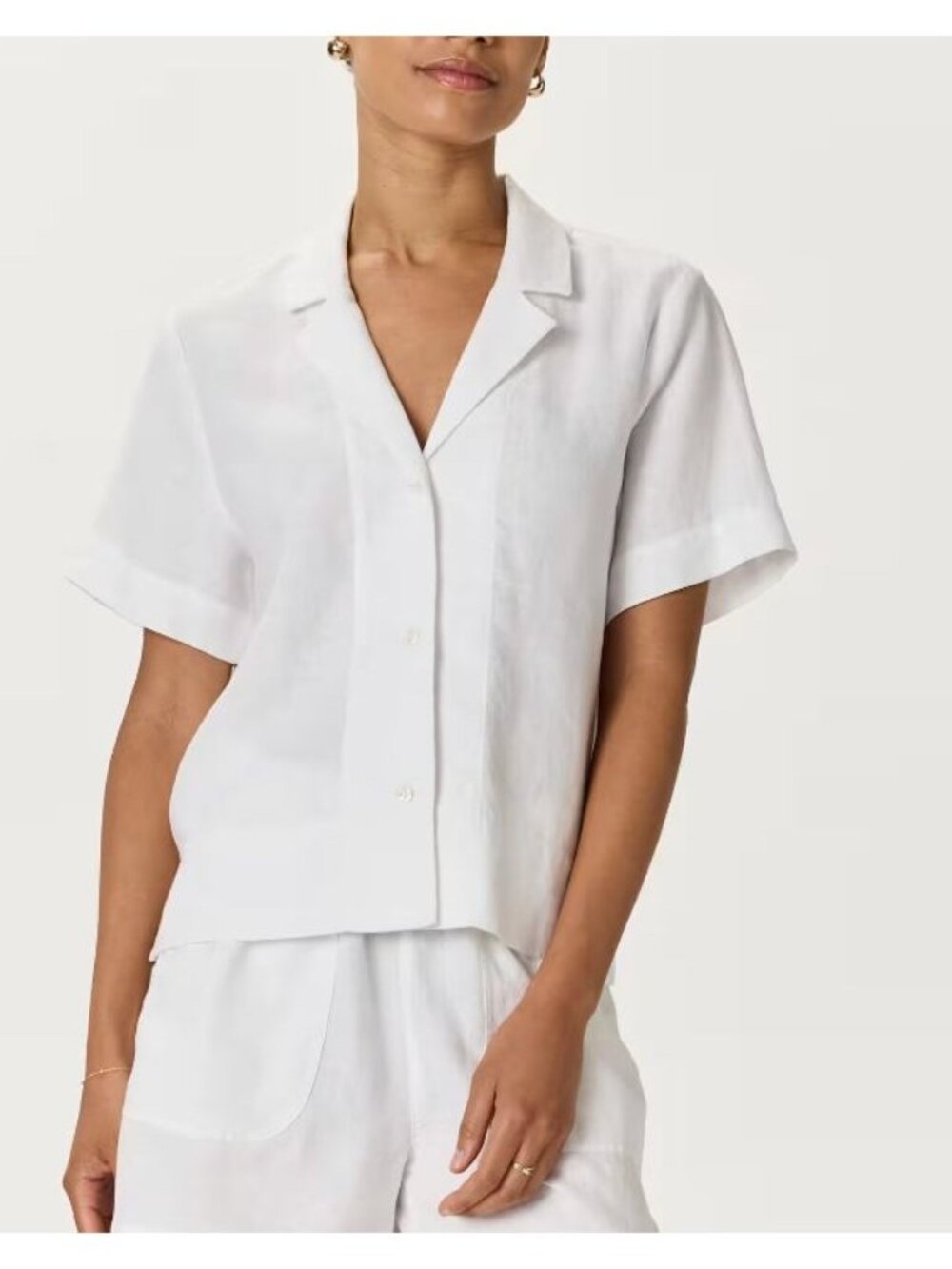 Quince 100% European Linen Short Sleeve Shirt White Size Medium